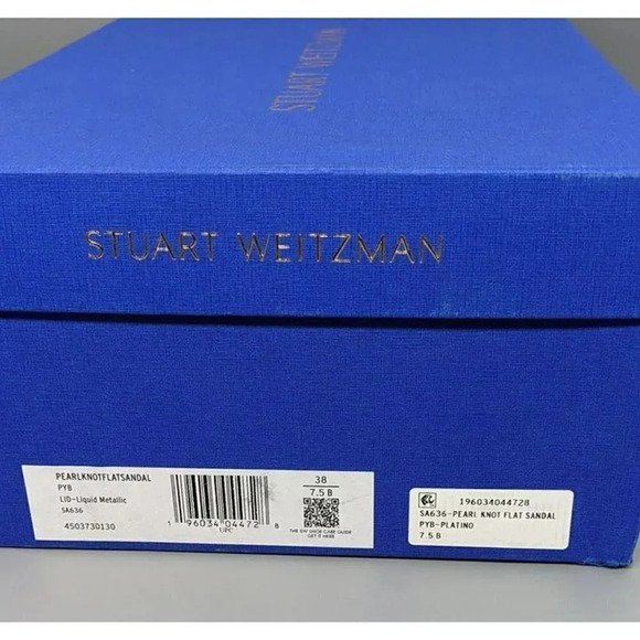 NIB STUART WEITZMAN Pearl Knot Metallic Leather Flat Sandals Size 7.5 MSRP $395 - Picture 8 of 8